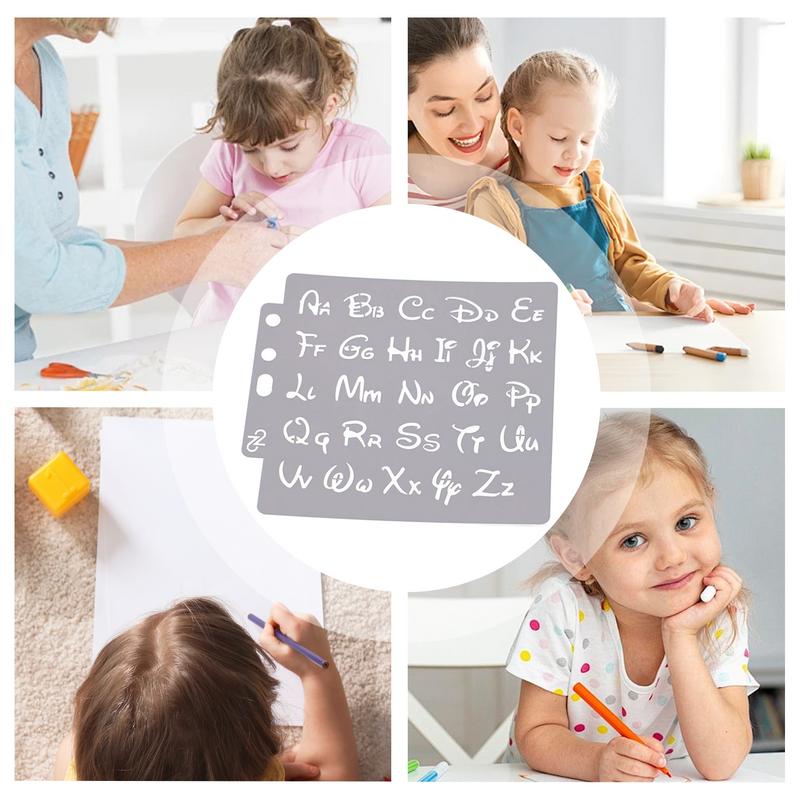 Estêncil de tinta em spray do alfabeto, modelos multiuso de pintura em spray do alfabeto, estêncil de tinta reutilizável, modelos de letras portáteis para