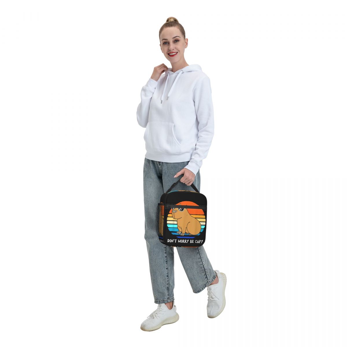 Don't Worry Be Capybara Insulated Lunch Bags Portable Reusable Cooler Bag Tote Lunch Box College Picnic Bento Pouch