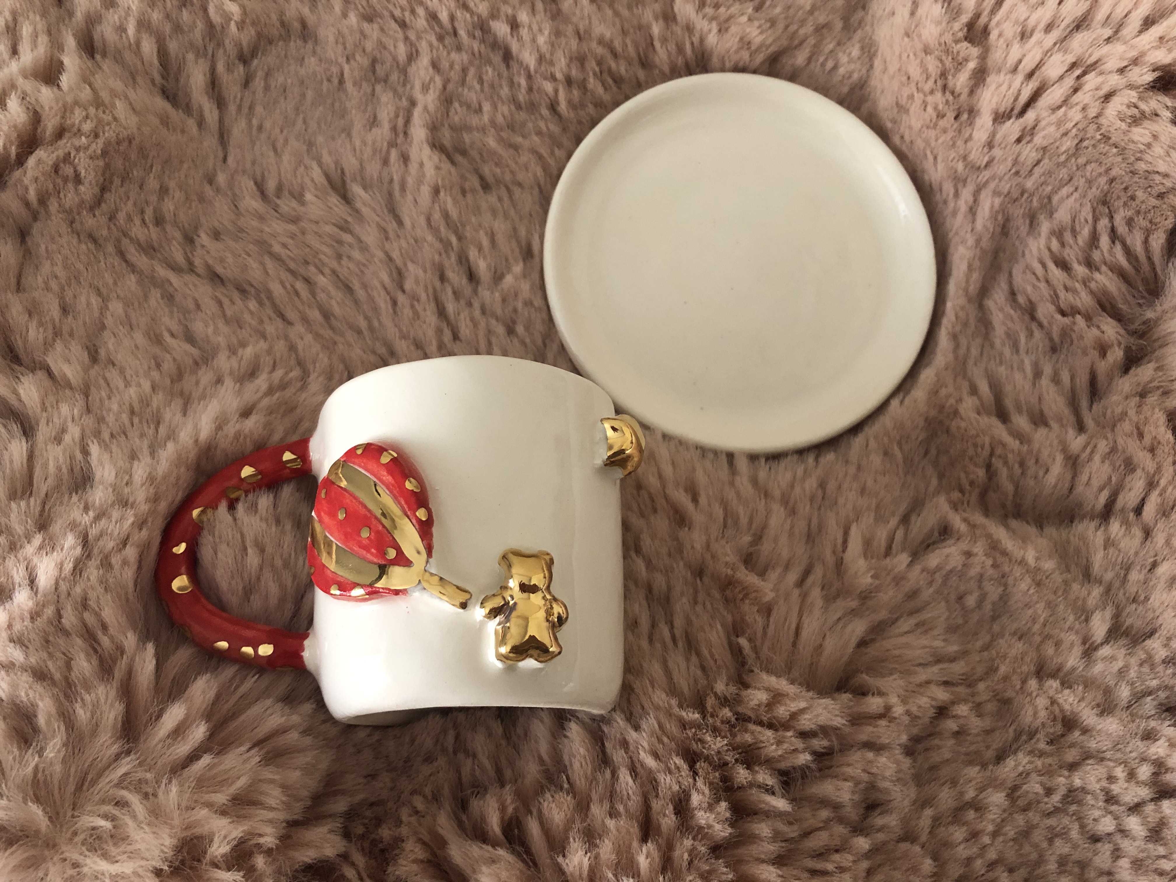 Handmade decorative ceramic balloon model coffee cup and tea plate high teacup and base art trend