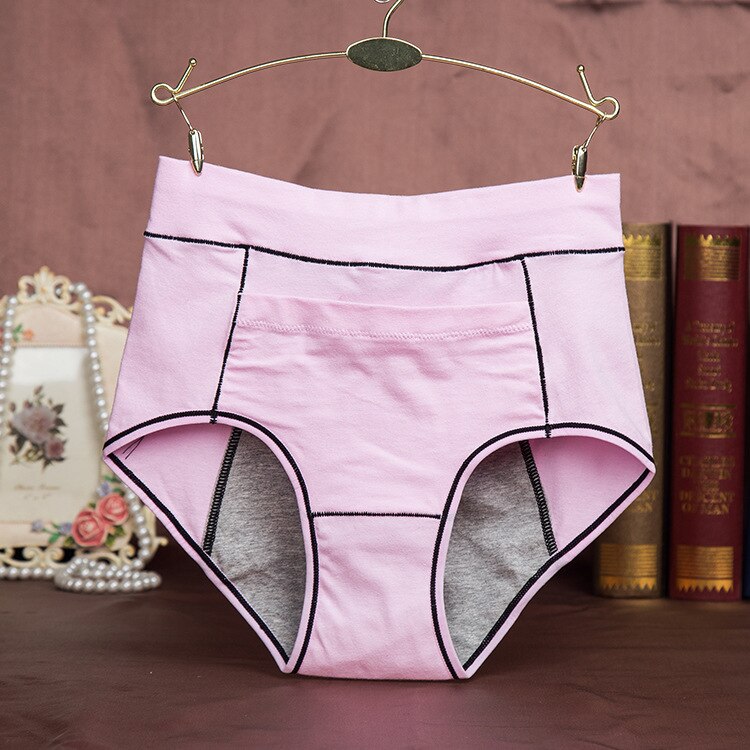 Mutandine a vita alta 5 pezzi con pantaloni fisiologici sanitari in cotone a tenuta stagna tascabili per biancheria intima per ragazze: pink