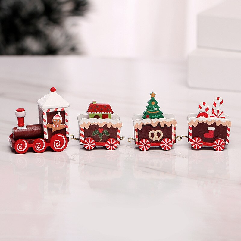 Cute Christmas Wood Small Train Toy Festival Home Decoration Christmas Innovative for Kids Children Navidad 2021Childrens: Y01222 Four