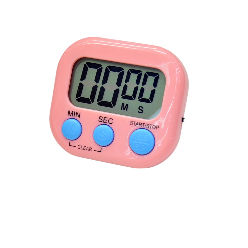 LED Counter Display Alarm Clock Manual Electronic Countdown Sports Magnetic Digital Timer Kitchen Cooking Shower Study Stopwatch: Pink