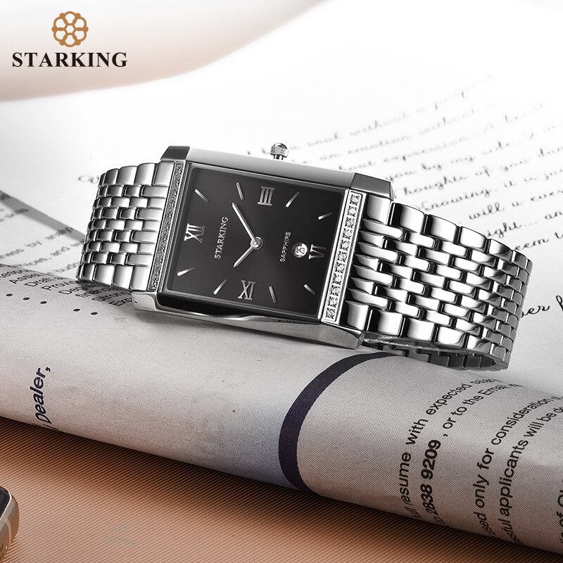 Starking heren quartz analoge horloges casual rechthoekige roestvrijstalen waterdichte horloges  bm0778