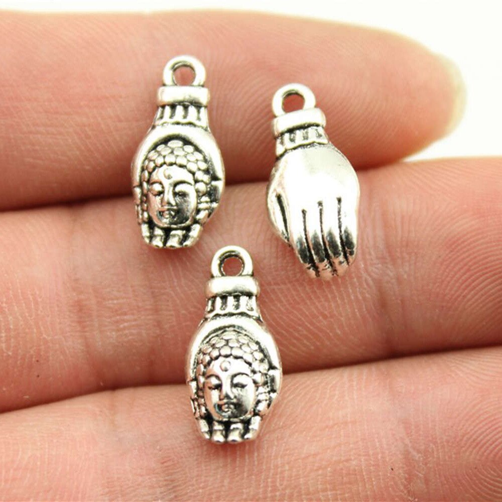 10 stücke Buddha Charme Antike Silber Farbe Buddha Statue Anhänger Reize Buddhismus Buddha Charme Für Schmuck Machen: B12037-18x8mm