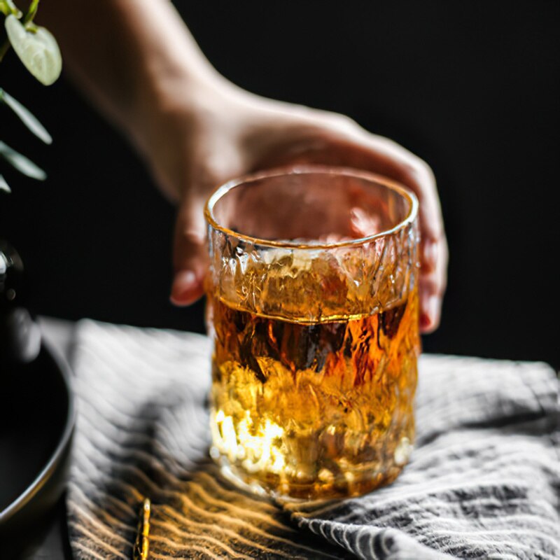 Glas bägare 230ml japanska handgjorda konmönster transparent vin whisky kopp vatten porslin familj kök hotell bar tillbehör