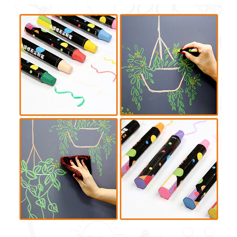 Eco-friendly water-soluble dust free chalk 10 colors 20pcs/ set durable safe chalk set