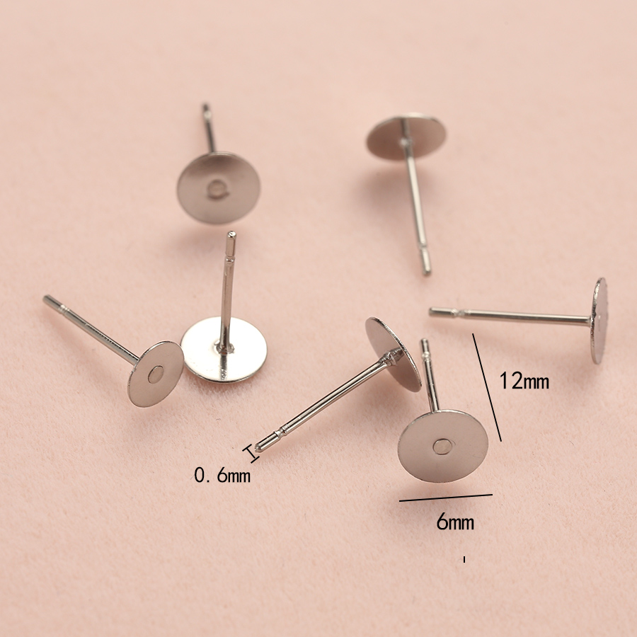 200 stks/partij Hypoallergeen Rvs Oorbellen Studs Blank Base Post Oorspelden Bevindingen Oor Terug Voor Diy Sieraden Maken Onderdelen: Zilver