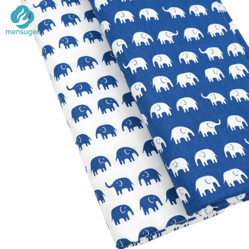 Mensugen 50cm*160cm 100% Cotton Cartoon Elephant Fabric for Quliting Baby Cribs Cushions Blanket Pillows Sewing Material