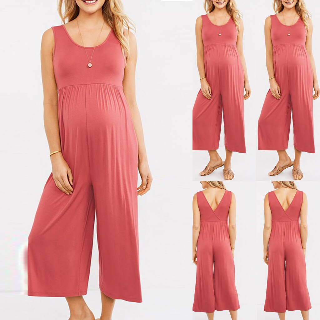 Pregnancy Clothes Women Sleeveless Maternity Pants Solid Ladies Summer Jumpsuit Rompers Clothing for Pregnant Nursing Clothes