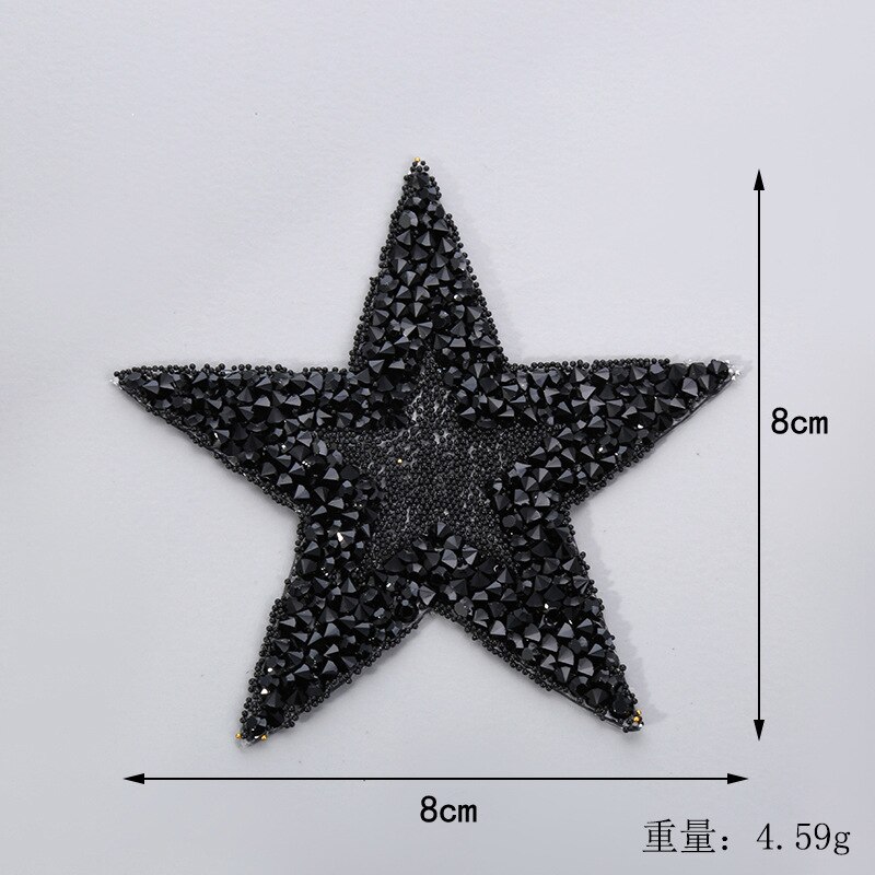Ster Applique Ijzer op Patch Patches voor Kleding Stickers Pailletten Patch Diy Patch Leuke Kralen Parches Bordados Para Ropa: 8cm 2
