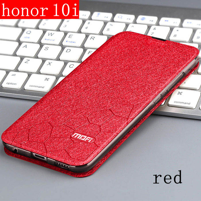 Case Voor Huawei Honor 10i Cover Flip Leather Book Pu Mofi Luxe Soft Silicon Capa Glitter Dunne Huawei HRY-LX1T Honor 10I Case: red