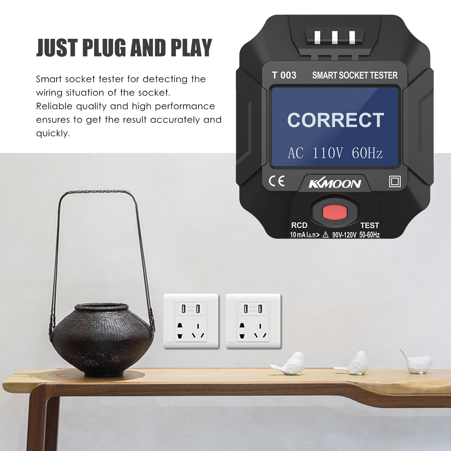 Kkmoon 220 ~ 250V Stopcontact Tester Display Lcd Socket Tester Circuit Polariteit Detector Muur Plug Breaker Finder Lekkage tester