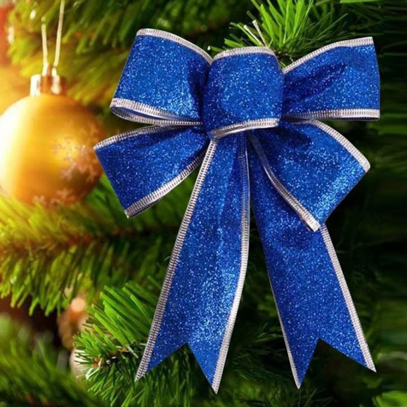 25cm glitter roze strik kerstboom hanger kerstversiering kerststrik huisdecoratie handgemaakte strik: Blauw