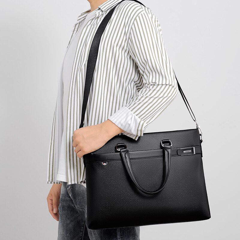 Men&#39;s Leather Bag for 14 Inch Laptop Bag Briefcases Leather Office Men&#39;s Business Bags for Document Holder Work Bag