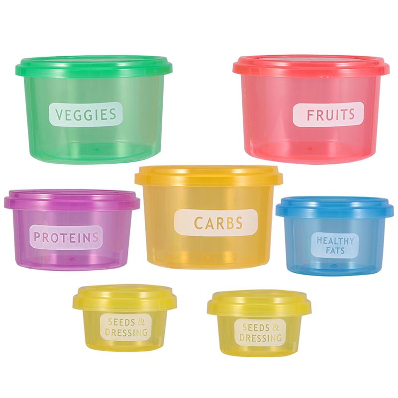 1 Set 7 Pcs Diet Portion Control Containers Fresh-keeping Food Box Multifunctional Food Storage Case Below 300ml