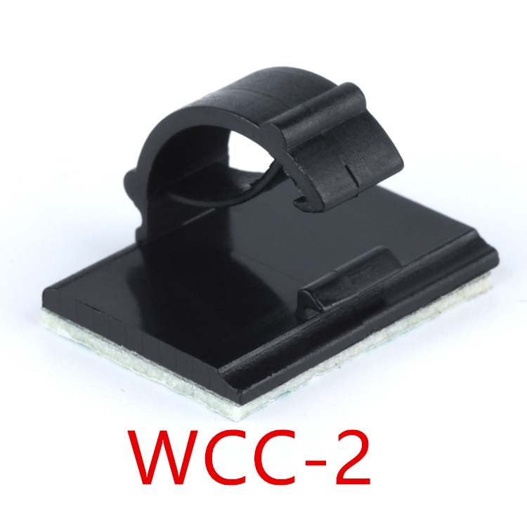 10pcs WCC-2 Cable Clamp Self Adhesive Wire Clip Tie Fixer Mounting Desk Line Holder Organizer Management Fastener White Black