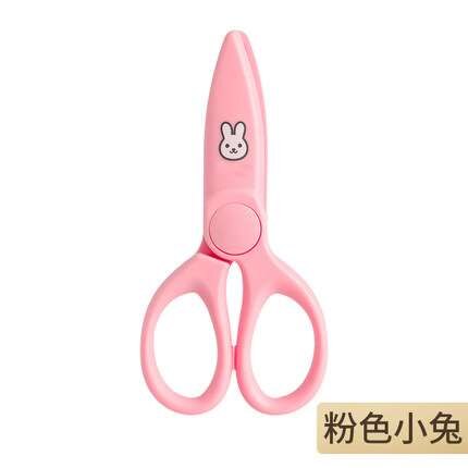 2pcs Plastic scissors special kindergarten baby safety pupils round head does not hurt hands full resin children scissors: NO4