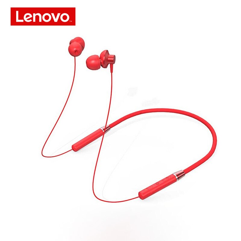 Lenovo Bluetooth Earphones HE05 Wireless Earbuds Magnetic Neckband Earphone Waterproof Sport Headset with Mic Noise Cancelling: Red