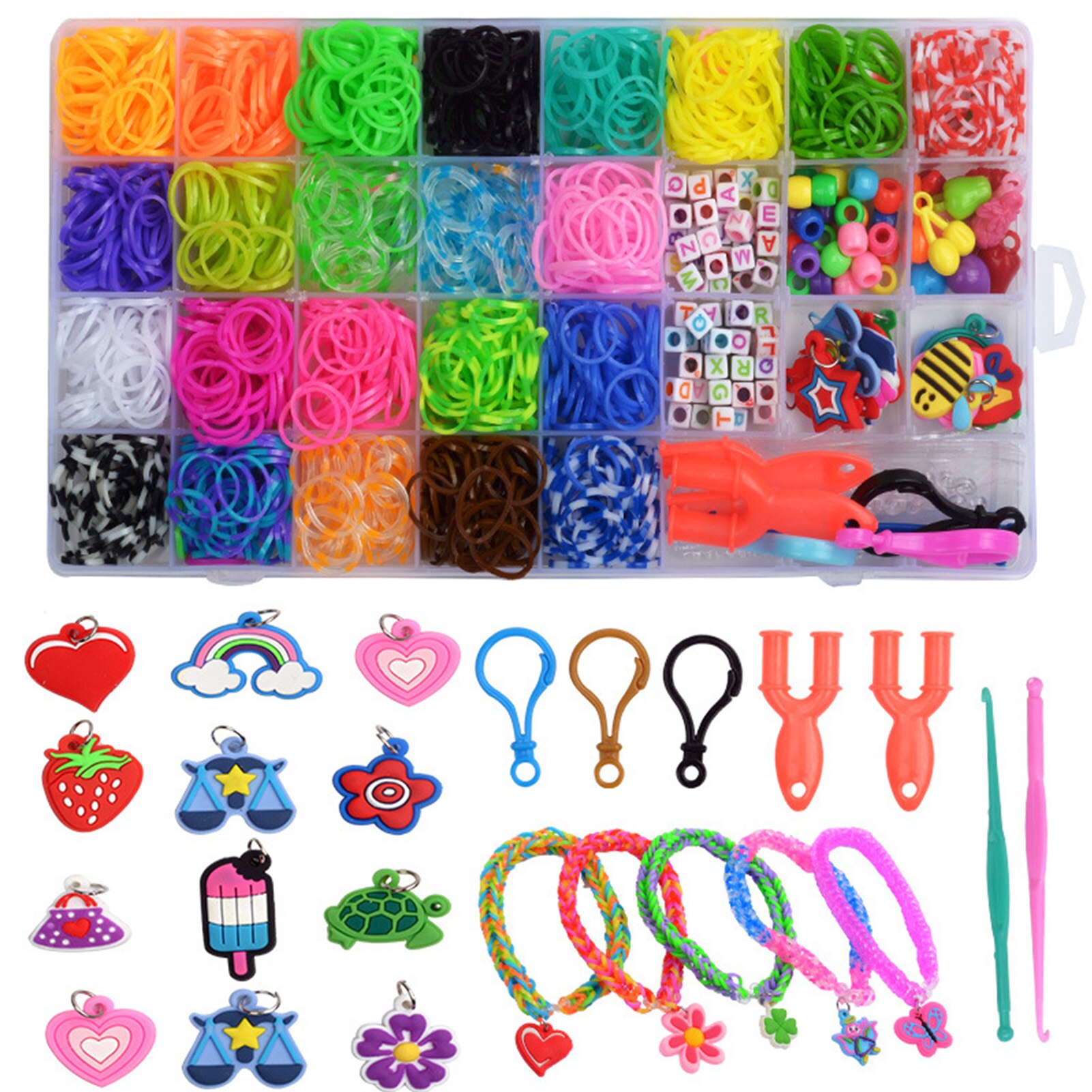 1500 pièces de Bande de Métier À Tisser En Caoutchouc Bricolage Jouets Ensemble Pour Enfants Laçage Bracelets Filles Cheveux Élastiques Recharge Faire Bracelet Tissé BRICOLAGE Kit