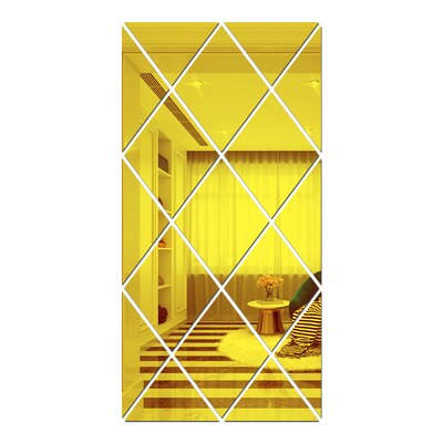 16/32pcs DIY 3D Mirror Wall Stickers Diamonds Triangles Acrylic Wall Mirror Stickers for Kids Room Living Room Home Decoration: Gold / 50x50cm 16pcs