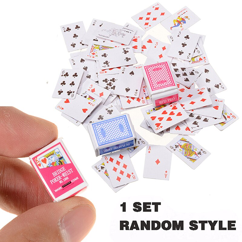 1 Set Mini Poker Playing Cards Style Random Funny Models Poker Kids Cute Miniature Card Game Toys