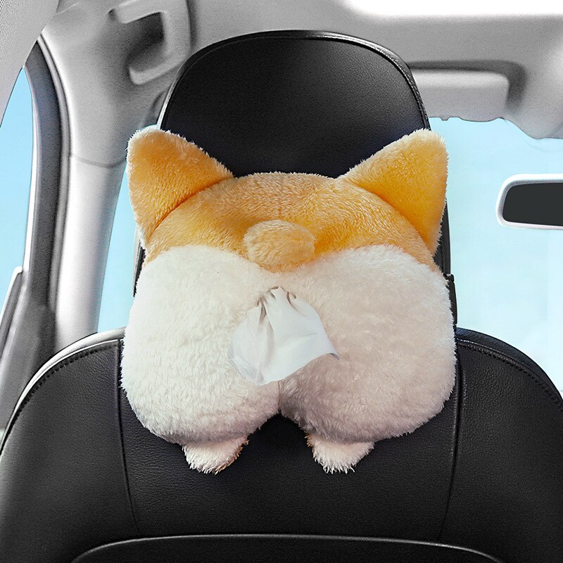 Corgi Butt Cat Car Tissue Holder Napkin Box Vehicle Backseat Tissue Case Holder for Home Car Bathroom: corgi