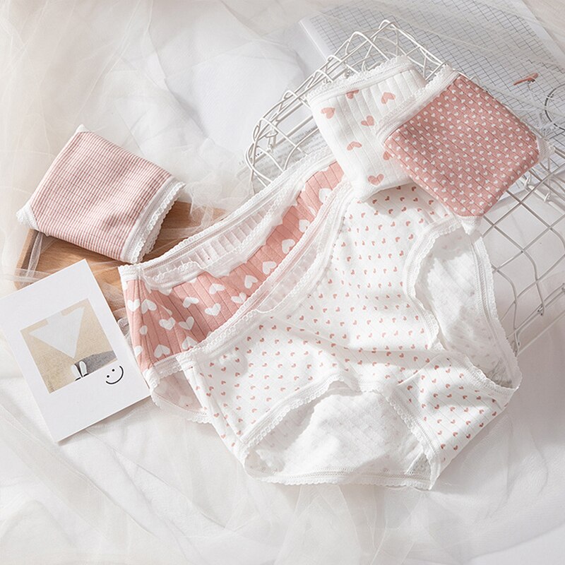 Cueca infantil de cintura média, cueca de algodão com rosca, calça triangular e macia para meninas: 19-24year(54kg-66kg)