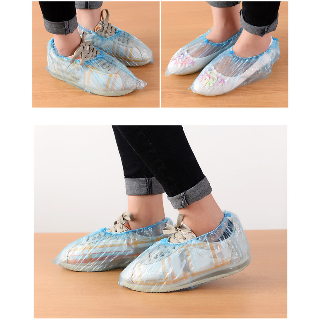 Chaussures de démarrage jetables couvre intérieur protéger maison sols extérieur résistant à l'eau couverture bleu imperméable chaussures couvre 100/200 pièces