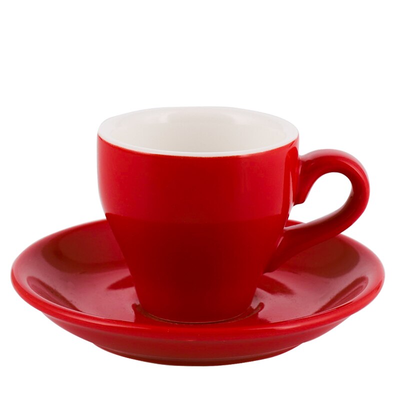 80ml high-grade ceramic coffee cups Coffee cup set Simple European style Mug Cappuccino flower cups Latte: red
