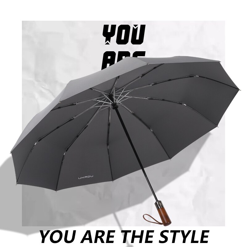 Wooden Handle Double Vintage Umbrella Men Luxury Windproof Automatic Parasol Sun Umbrella Rain Women Sombrilla Ambrella BW50YS