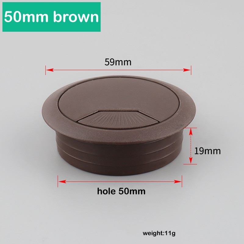 1PC Bureau Tafel Plastic Kabel Gat Cover 60/80mm PC Computer Bureau Ronde Draad Netjes Grommet kabel Organizer Kantoormeubilair: Bruin