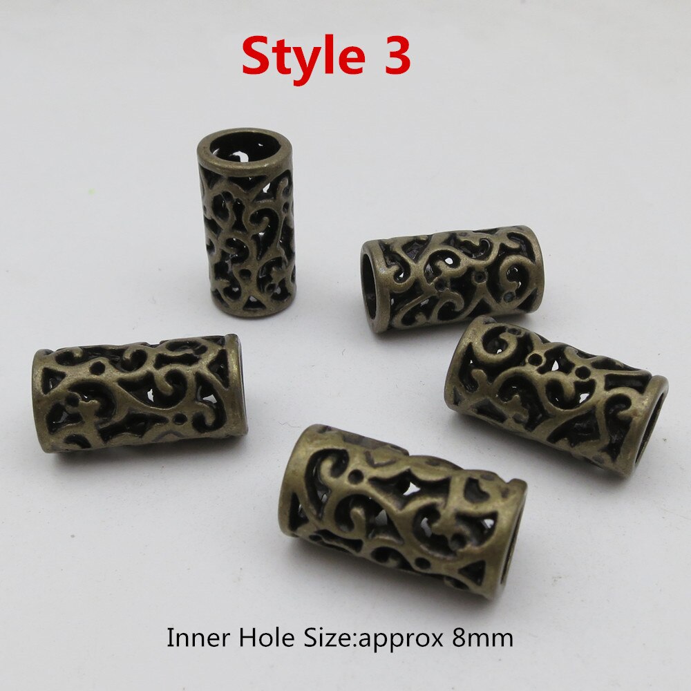 5 Stks/pak Big Hole Viking Haar Vlecht Dread Dreadlock Baard Kralen Ringen Buis Voor Vrouwen Mannen Haaraccessoires: 5pcs Style 3