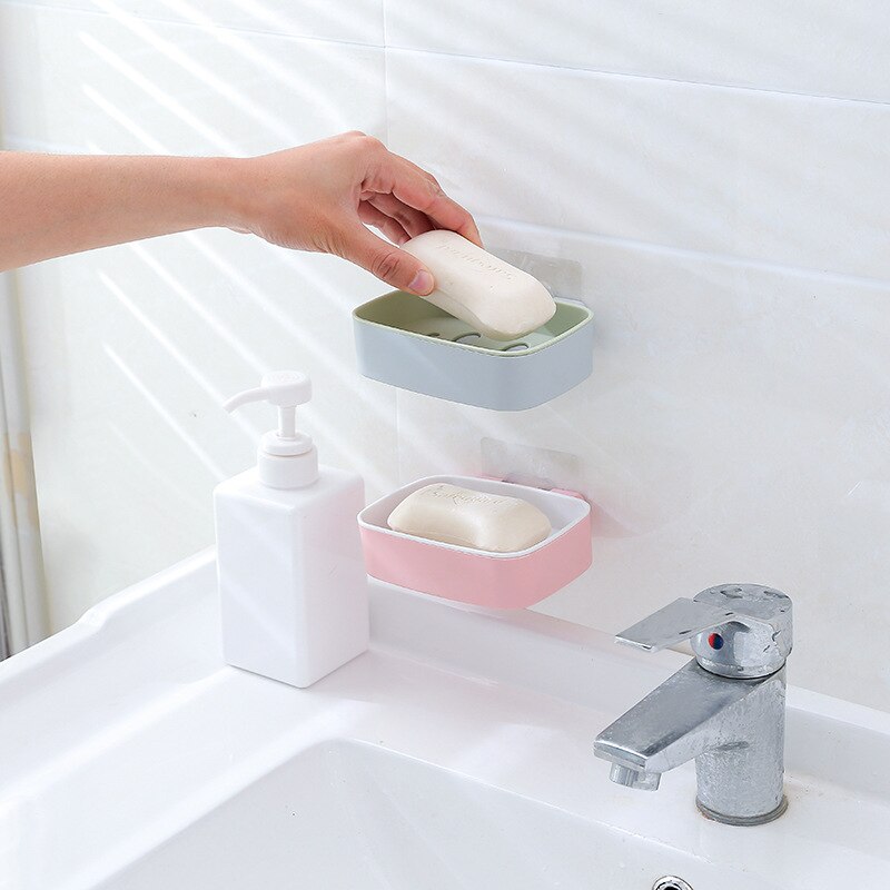 Smiley – boîte à savon Double couche perforée sans coller au mur, égouttoir, accessoires de salle de bains
