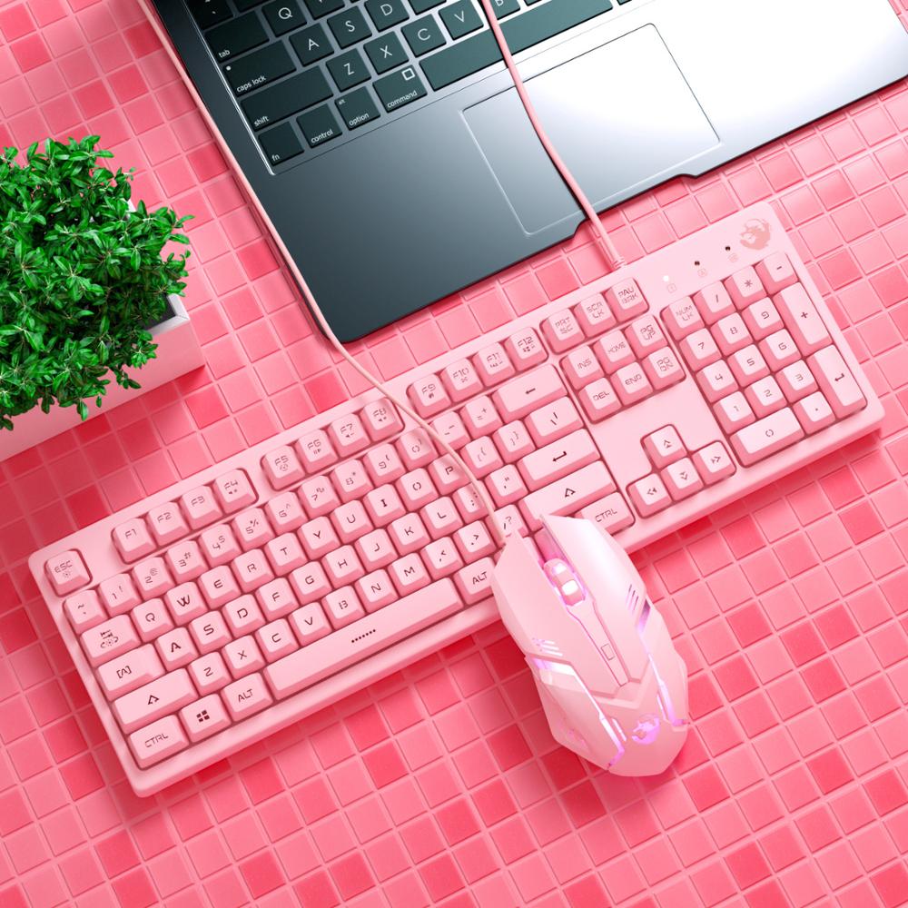 Teclado de videojuegos para niña con 19 teclas sin agujeros, Macros mecánicos de 4800DPI, ratón con cable para Gaming, oficina, Notebook, ordenador de escritorio: 2 in 1 2400DPI Mouse
