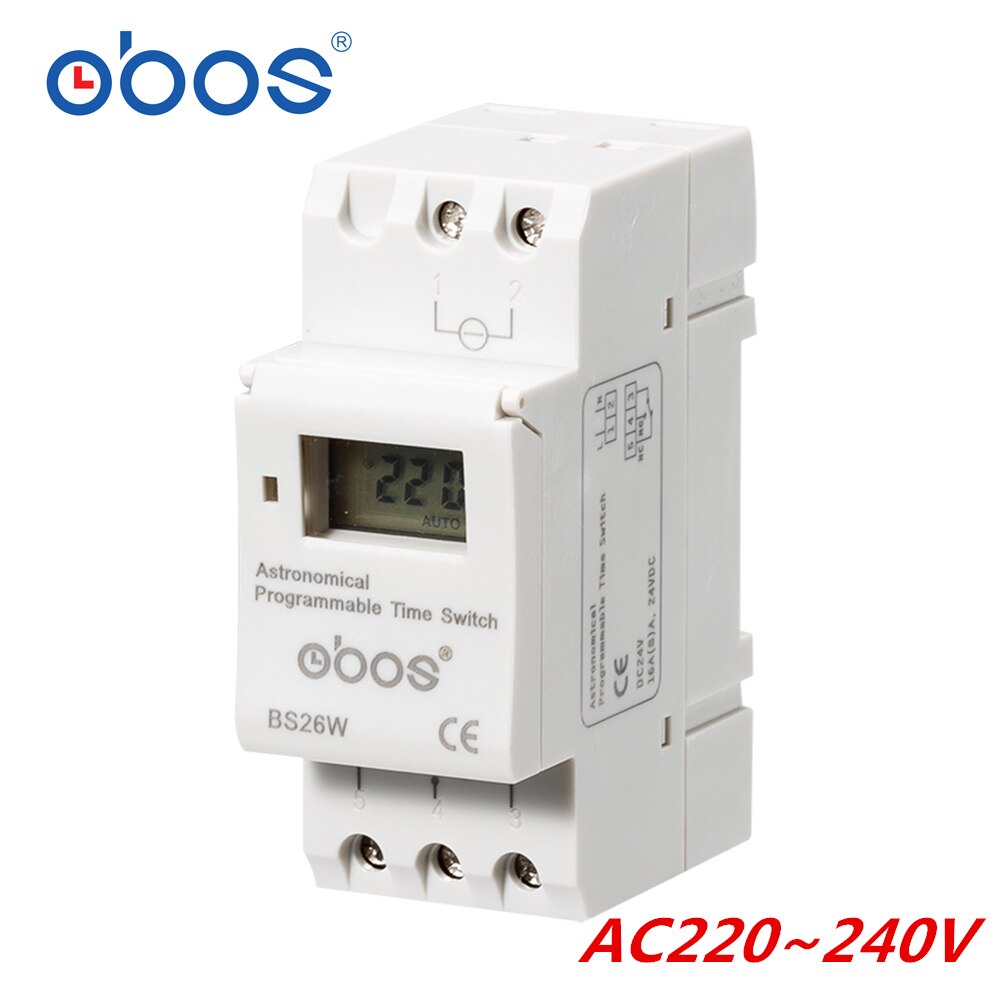 Astronomiskt programmerbar tidsomkopplare  bs26w ac220v programmerbar digital timeromkopplare 16a valbar spänning  ac110v dc12v dc24v: Bs26w ac220-ac240v