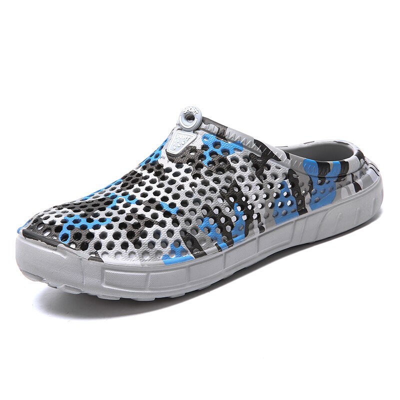 Crocse crocks män pool sandaler sommar utomhus cholastrand skor män slip on trädgård träskor fritidsvatten dusch literide: Grå / 40