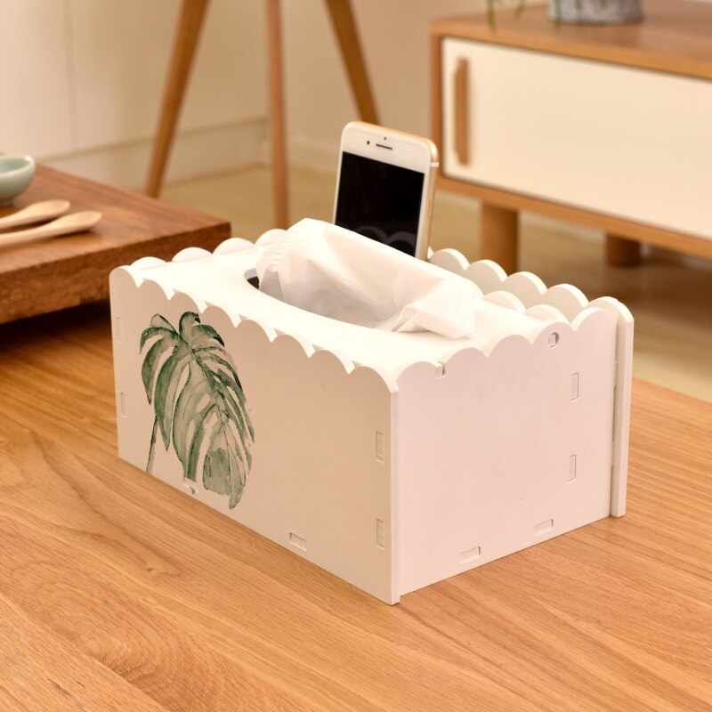 Cfen a'sgrøn plante hjem køkken pvc-træ tissuekasse diy solid serviet holder kasse fjernbetjening container tissuekasse 1pc