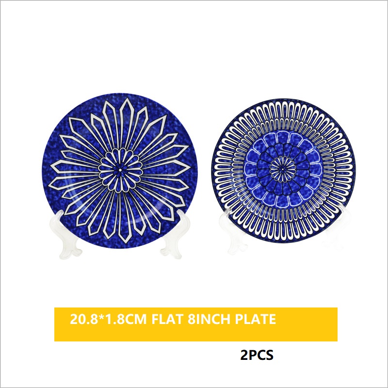 Talerze obiadowe sztućce talerze obiadowe wysokiej jakości zestaw talerzy niebieskie ładne ceramiczne naczynia świąteczne