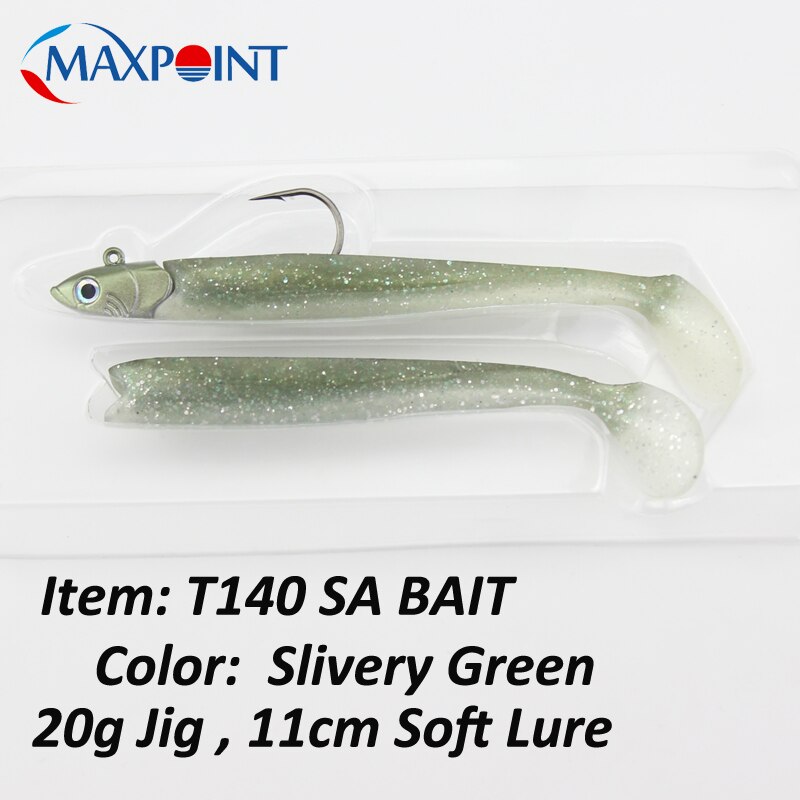 11 Cm Vissen Lokt Set Met Swing Staart Sayori 140 Met 20G Jig Hoofd Kajak Zachte Lokt Inshore Vissen aas Flexibele Vinyle: T140SGREEN