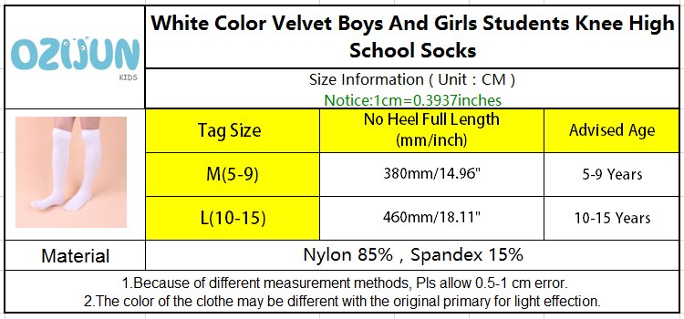 Børns sommer hvid farve over knæet sok nylon sokker børn drenge piger knæstrømper sokker student ensartede sokker skolestrømper