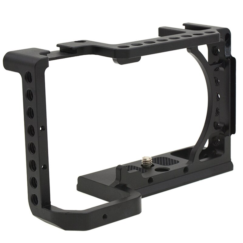 Jaula de cámara para Sony A6600 con soporte de zapata fría 1/4 agujeros de rosca para luz de Flash de micrófono DIY