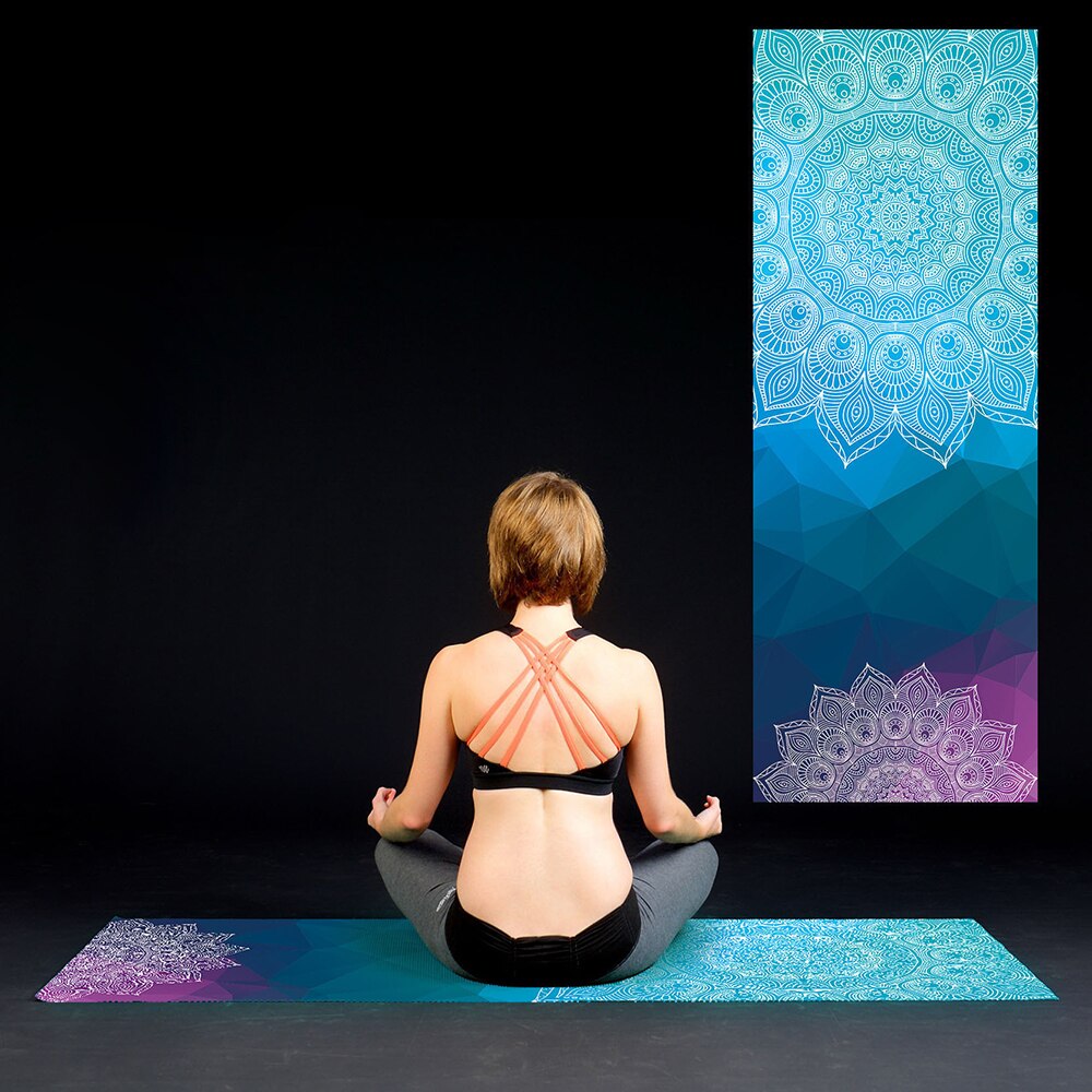 Tapis de Yoga de voyage tapis de Yoga imprimé antidérapant tapis pliant Ultra mince Portable pour Yoga Pilates exercice de remise en forme à domicile fibres superfines