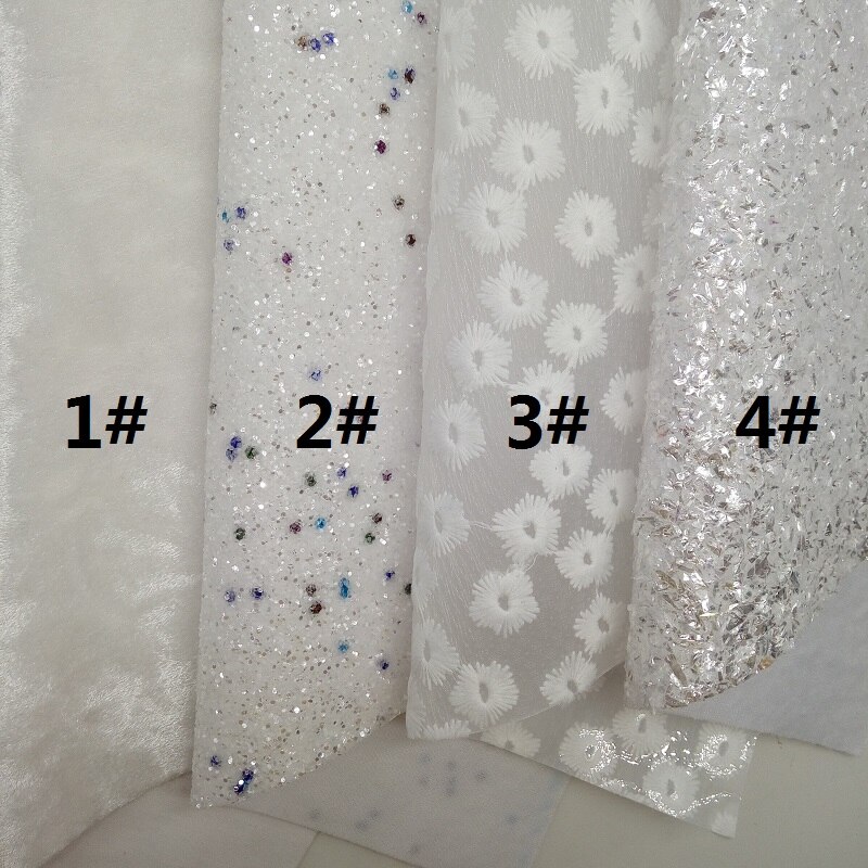 Vitt glittertyg, sammetstyglakan, nättygslakan för blommor för rosett  a4 21 x 29cm blinkande ming  xm856