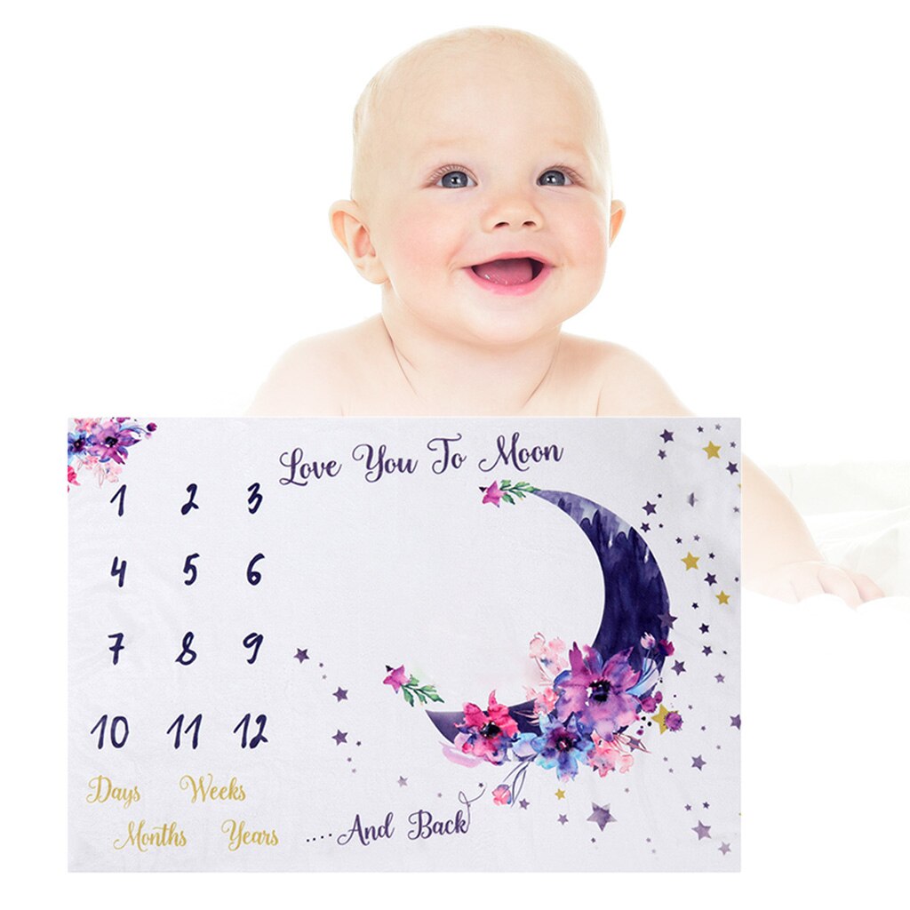 Infant Baby Milestone Photo Props Background Blankets Play Mats Backdrop Cloth Calendar Photo Access Nordic Milestone Blanket