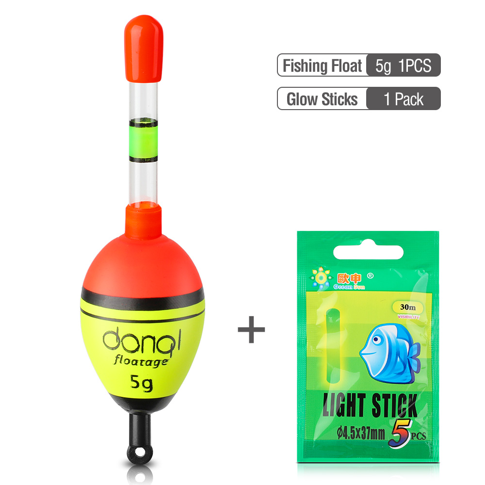 DONQL EVA Night Fishing Float Luminous Glowing Buoy 1pcs Floating Force 5g-50g with Fluorescent Light Stick Fishing Tools: Floating Force 5g