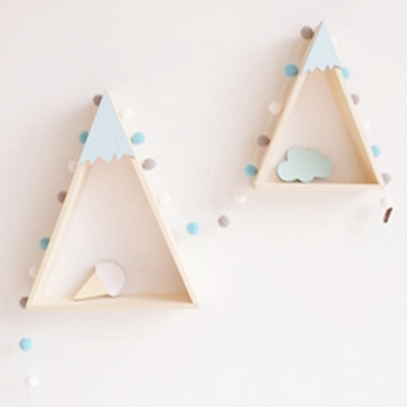Estante de pared de madera para decoración del hogar, repisa flotante de estilo nórdico para habitación de bebé, montaña y nieve, JJJSN11451, 2 unids/set