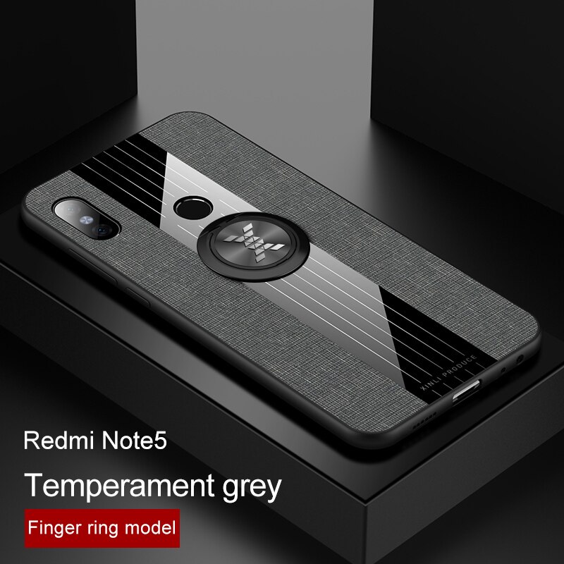 For Xiaomi Redmi Note 5 Pro Case Matte Cloth Glossy Cover For Xiomi Xiaomi Redmi 5 Plus Shockproof Phone Case with Ring Holder: Redmi Note 5 / Gray With Ring