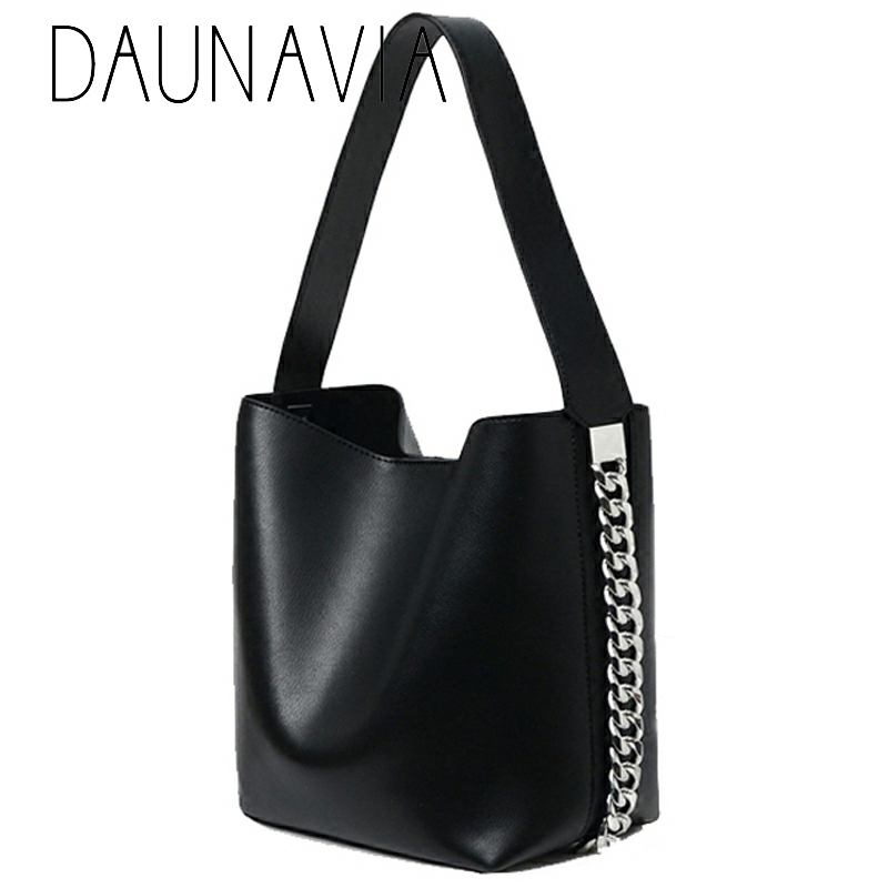 DAUNAVIA Neue Eimer Tasche Freizeit Kette Dekoration Breiten Schulter Tasche Messenger Tasche handtasche Hohe kapazität tote