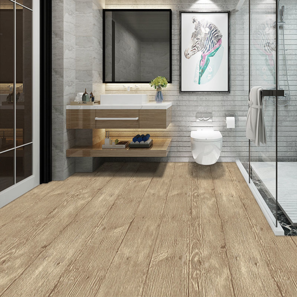 Autocollants de Carreaux de Sol Imperméables, Auto-Adhésifs, Épais, en Bois Mars, pour Mur, Sol, Chambre, Résistant à l'Usure, Décoration de Maison, Cuisine, HO: XLL / Gris clair