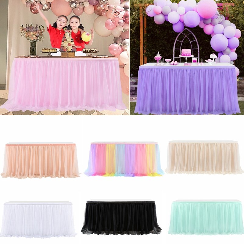183x77cm Table Skirts Birthday Tulle Table Skirting Wedding Party Tutu Table Skirt Baby Shower Halloween Party Home Decor
